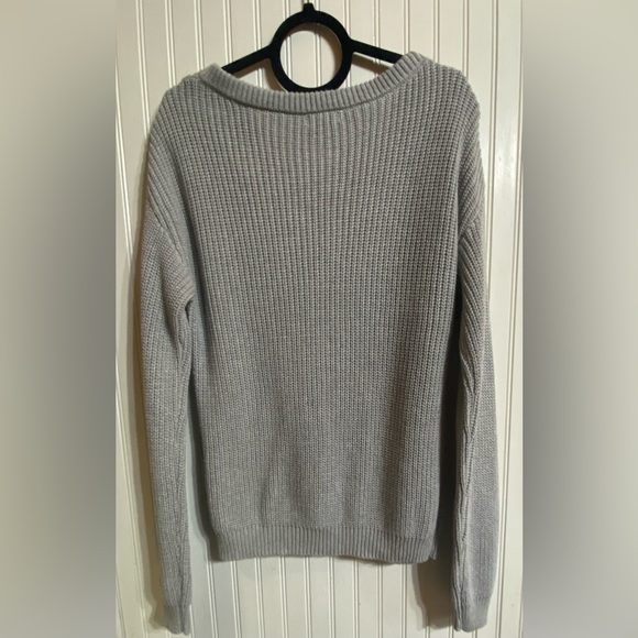 NWOT BOBI BLACK 100% COTTON ASYMMETRIC NECK SWEATER SIZE SMALL IN HEATHER GREY - Picture 4 of 9